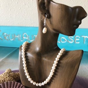 Fresh Water Pearl Necklace & Earrings